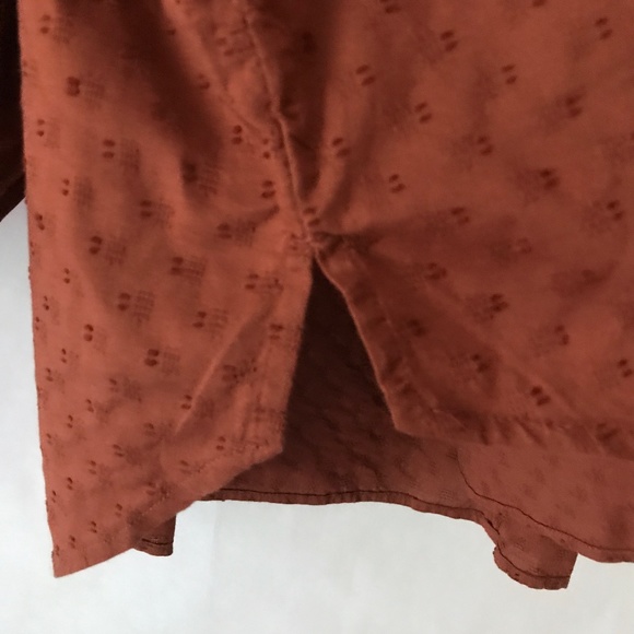 Old Navy Rust Burnt Orange Oversized Smoked Long Sleeve Boho Peasant Blouse - Picture 6 of 14